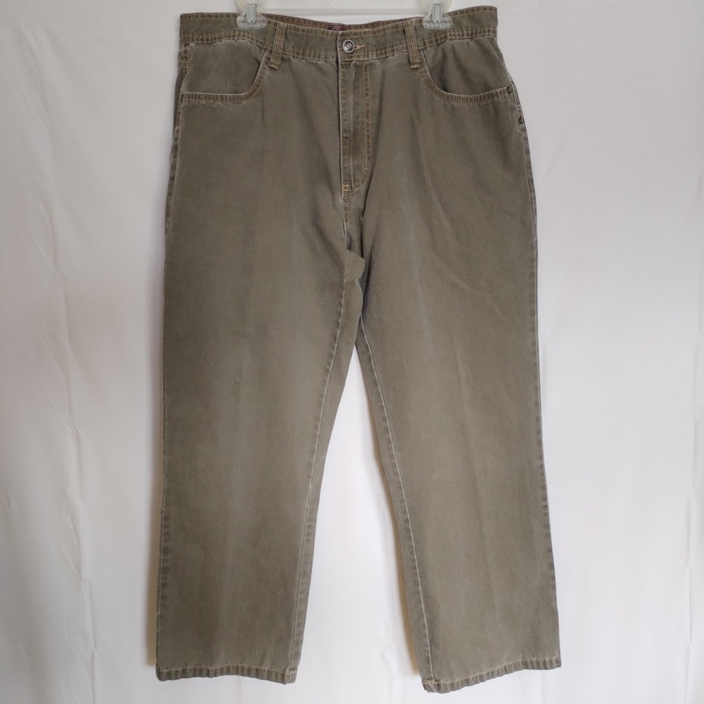 Redhead Men's‎ 38x30 (Fits 36x28) Olive Green Canvas Jeans Medium Wash Workwear